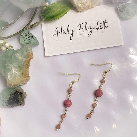 35. Rhodonite Dangle Earrings - Picture 4 of 4